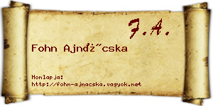 Fohn Ajnácska névjegykártya